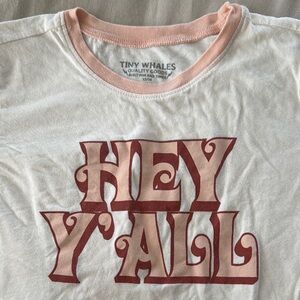 Hey Y'all Kids White and Pink T-Shirt Tiny Whales